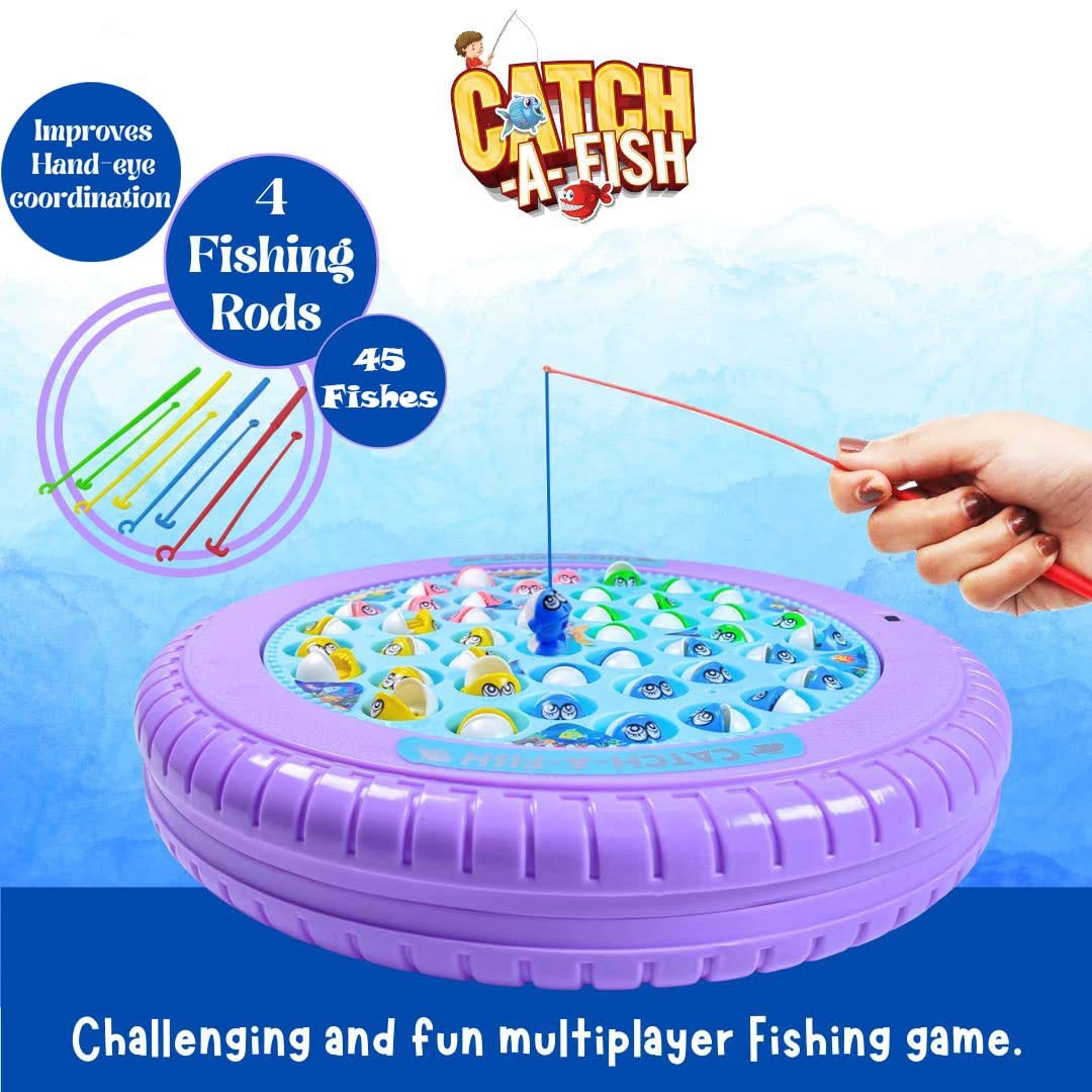 Musical Motorized Spinning Fishing Game Fish Catching Game Toy 45