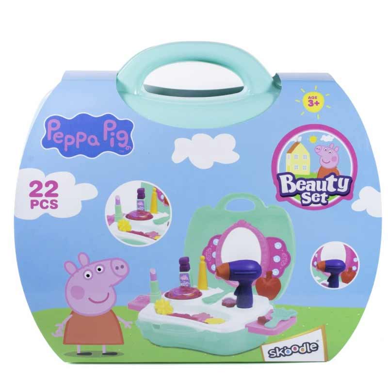 Skoodle Peppa Pig Beauty Set Toy with Cute Little Portable Carry Case, Gift for Your Girl with 22 Pieces for Kids
