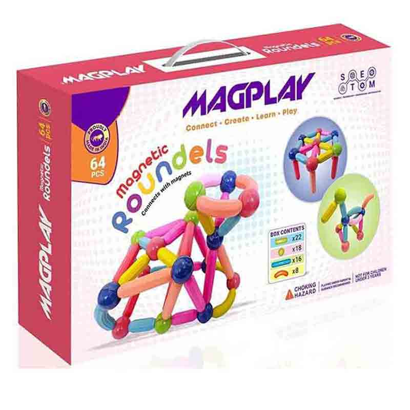 Magnetic Roundels 64 Pcs Sticks and Balls Set with Smart Outdoor Excellent for Cognitive Power Enhancement Toy for Kids