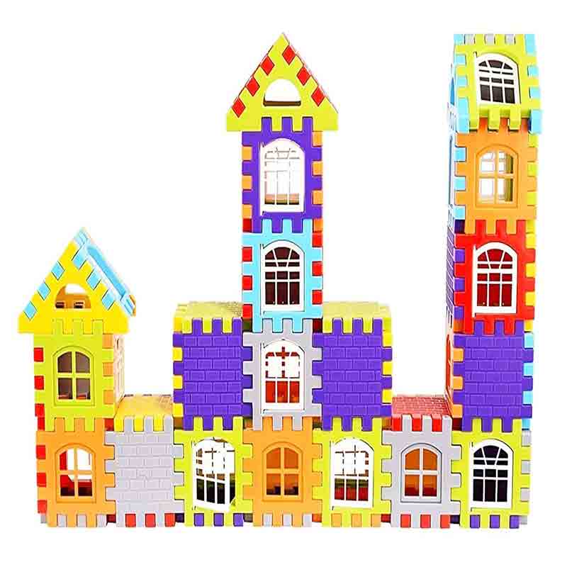 KIPA Multi Colored 210 Pcs Mega Jumbo Happy House Building Blocks with Attractive Windows and Smooth Rounded Edges Building Blocks Toys for Kids