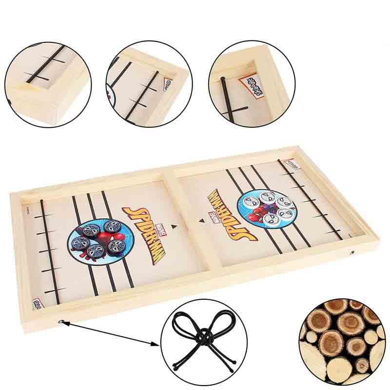Skoodle Marvel Spiderman Sling Puck Game Board String Hockey Toy Portable Table Interactive Desktop Board Game for Kids & Adults