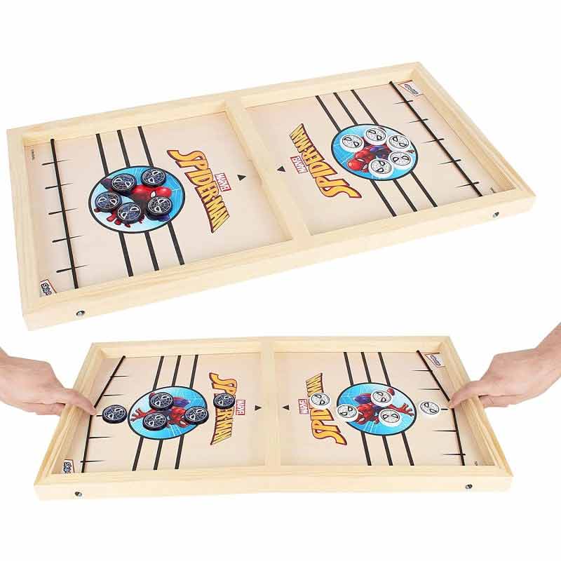 Skoodle Marvel Spiderman Sling Puck Game Board String Hockey Toy Portable Table Interactive Desktop Board Game for Kids & Adults