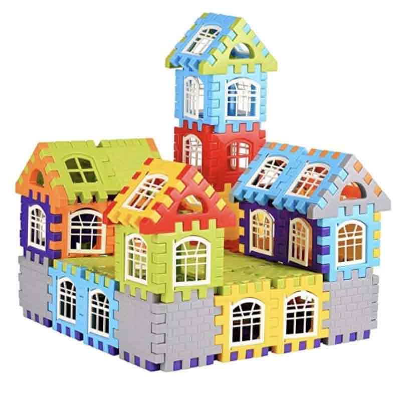 KIPA Multi Colored 72 Pcs Mega Jumbo Happy House Building Blocks with Attractive Windows and Smooth Rounded Edges Building Blocks Toys for Kids