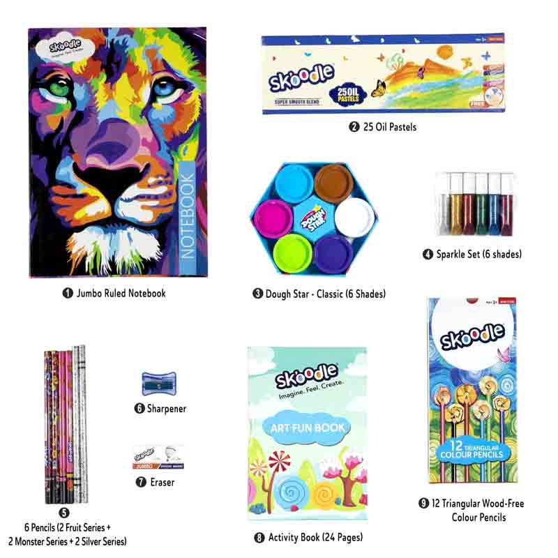 Skoodle Art and Coloring Activity Series Assorted Stationery Coloring Kit Set for Kids