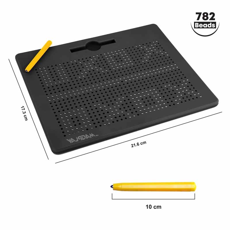 Kipa 782 Magnetic Balls Drawing Slate Board Educational Toy Sketch Pad Draw Freely Doodle Pad Biggest in Size with High Class Plastic Black Color for Kids