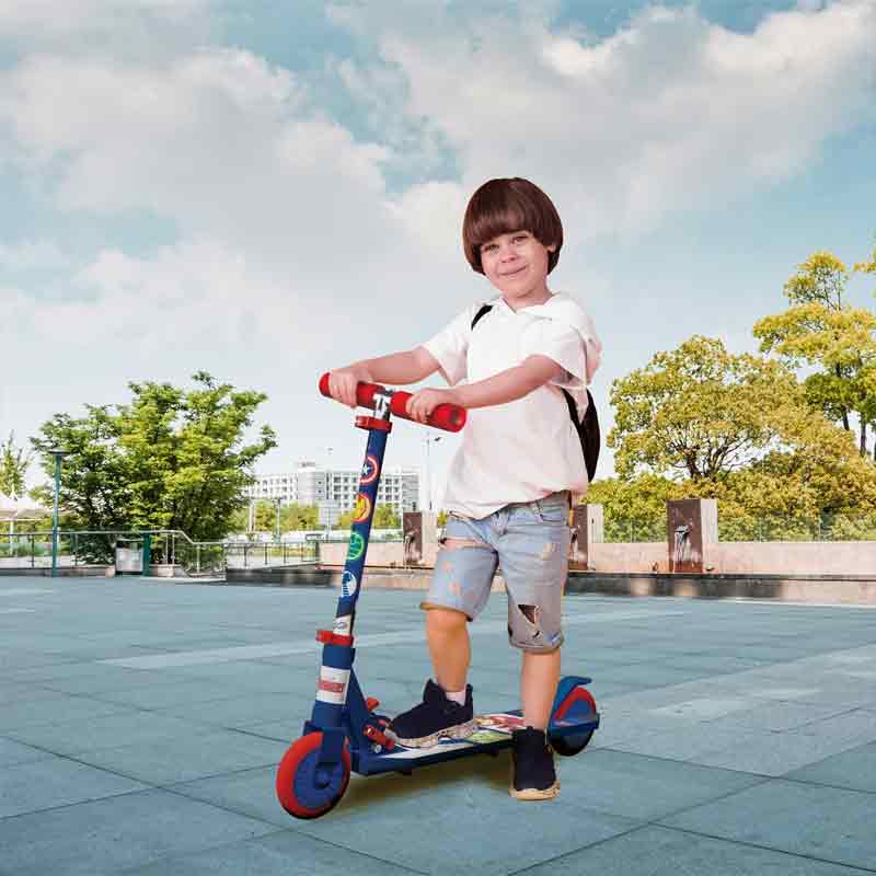 Marvel Avenger 2 Wheel Kick Scooter Foldable & Height Adjustable Slip Resistant Deck Scooter for Kids
