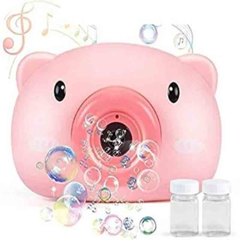 Automatic Bubble Maker Camera Cartoon Shape Bubble Maker Machine Toy with Bubble Bottle Solution Pack of 1 for Kids (Pink)