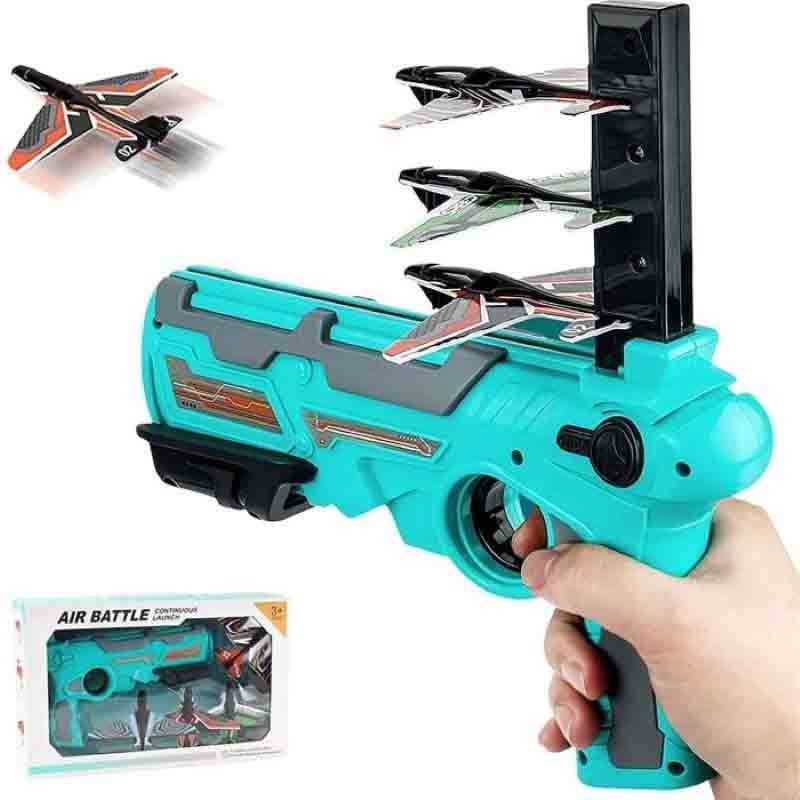 Airplane Launcher Flying Plane Toy Gun Aircraft Battle Flying Gun Auto Launcher Toy Gun with Foam Glider Planes Bubble Catapult Airplanes Kit Outdoor Game Toys for Kids Boys & Girls