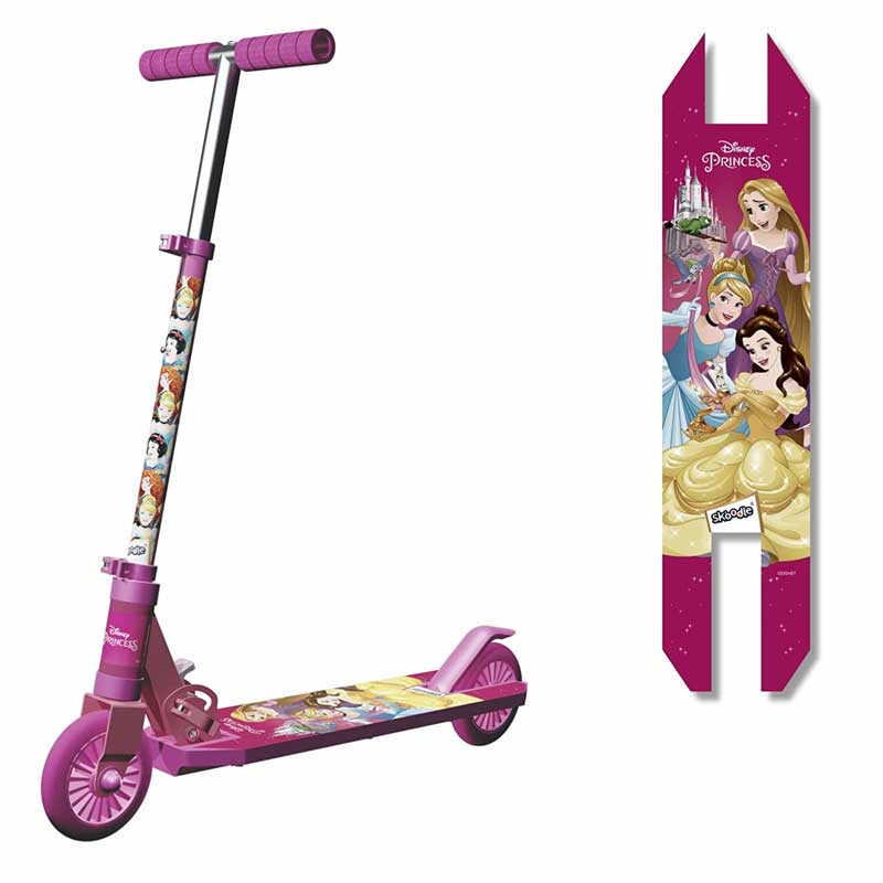 Disney Princess 2 Wheel Kick Scooter Foldable & Height Adjustable Slip Resistant Deck Scooter for Kids