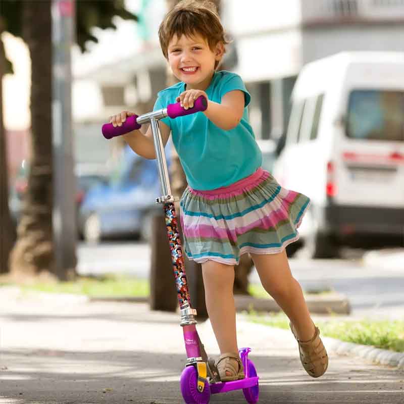 Disney Princess 2 Wheel Kick Scooter Foldable & Height Adjustable Slip Resistant Deck Scooter for Kids