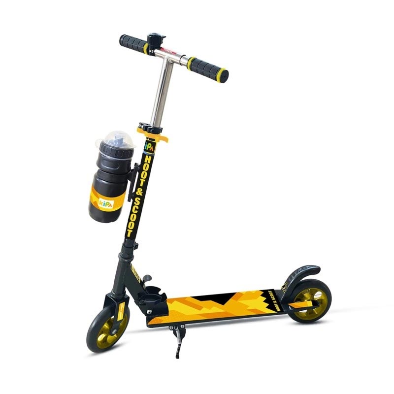 Kipa 2 Wheels Kick Start Skating Scooter with Large Steel Frame Foldable & Height Adjustable Handle Yellow Color for Kids