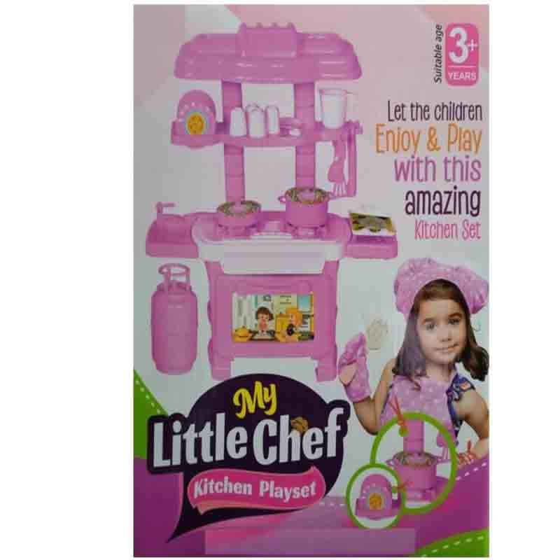 Kitchen Play Set Pretend Play Activity Set Cookware Portable Plastic Suitcase Little Chef Toy Gift Set for Boys Girls & Children