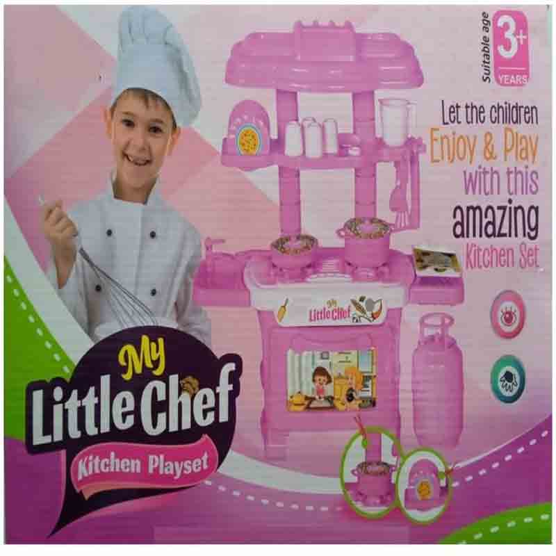 Kitchen Play Set Pretend Play Activity Set Cookware Portable Plastic Suitcase Little Chef Toy Gift Set for Boys Girls & Children