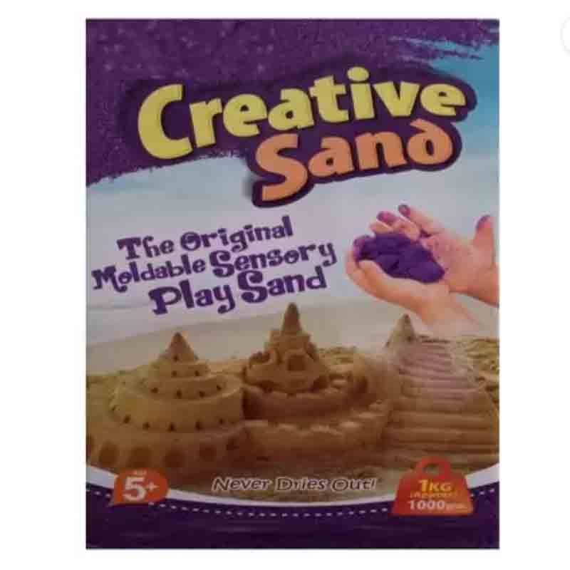 Creative Sand 1 KG Miracle Magic Moving Activity Sand Clay with Multiple Molds Non Stick Indoor Outdoor Sand Art & Craft for Kids Assorted Color