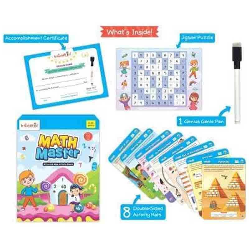 Braintastic Educational Game/Toys: Combo of Animal World & Math Master Write & Wipe Reusable Activity Sheets with Free Puzzle for Kids 5+ Years Age