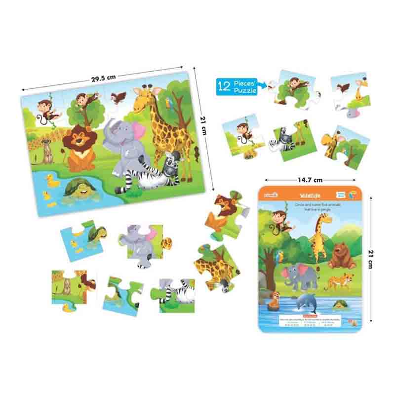 Braintastic Educational Game/Toys: Combo of Animal World & Math Master Write & Wipe Reusable Activity Sheets with Free Puzzle for Kids 5+ Years Age