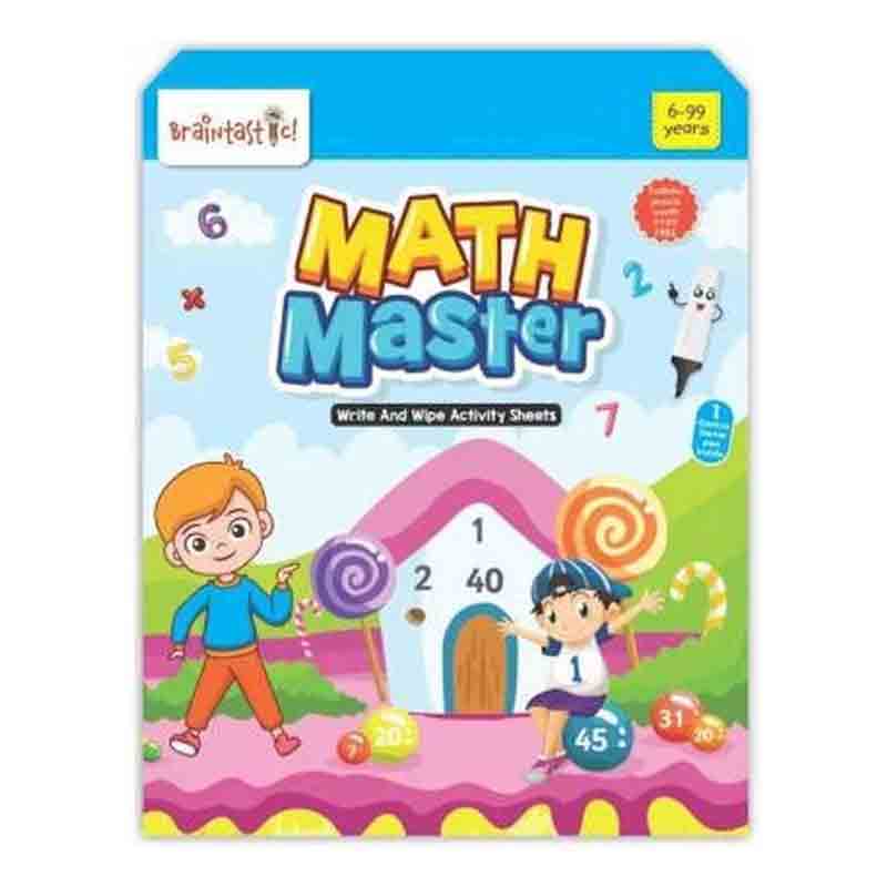 Braintastic Educational Game/Toys: Combo of Animal World & Math Master Write & Wipe Reusable Activity Sheets with Free Puzzle for Kids 5+ Years Age