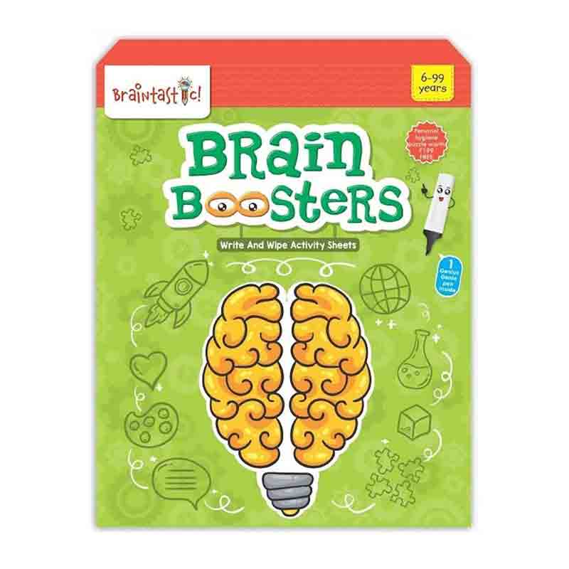 Braintastic Educational Game/Toys: Combo of Brain Booster & Pattern Shapes Colors Write & Wipe Reusable Activity Sheets with Free Puzzle for Kids 5+ Years Age