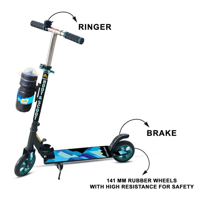Kipa 2 Wheels Kick Start Skating Scooter with Large Steel Frame Foldable & Height Adjustable Handle Ice Blue Color for Kids
