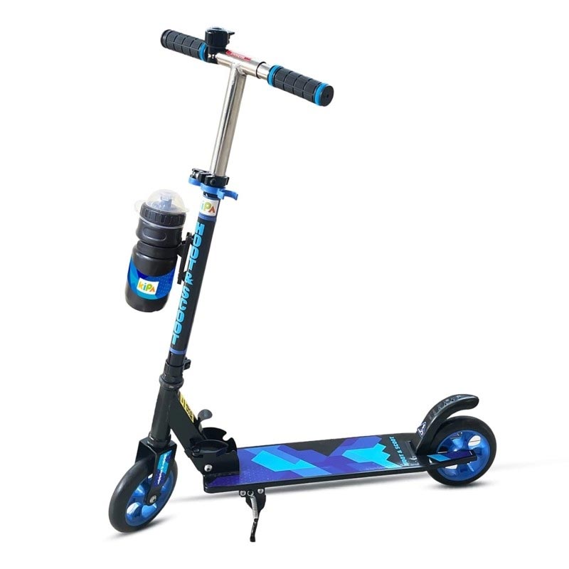 Kipa 2 Wheels Kick Start Skating Scooter with Large Steel Frame Foldable & Height Adjustable Handle Blue Color for Kids