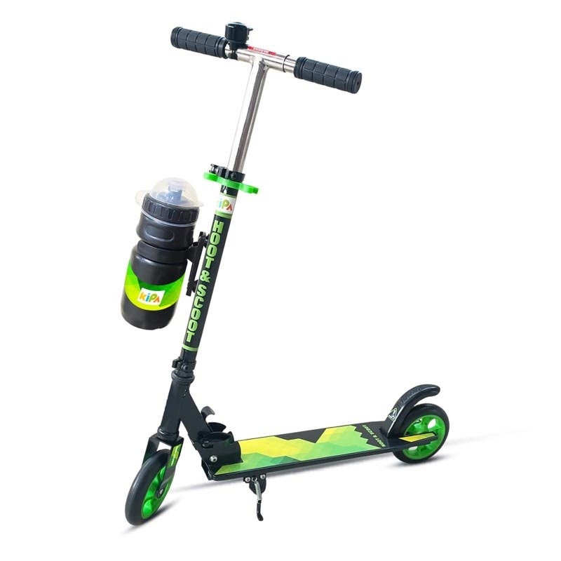 Kipa 2 Wheels Kick Start Skating Scooter with Large Steel Frame Foldable & Height Adjustable Handle Green Color for Kids