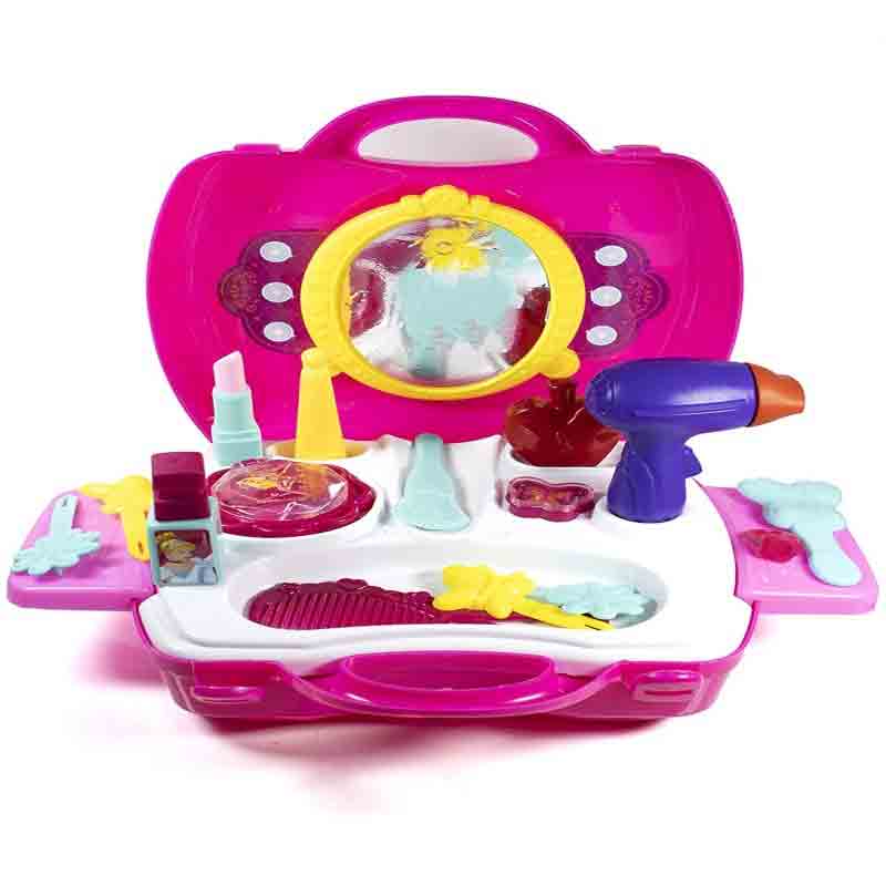Skoodle Disney Princess Beauty Set Pink Color Beauty Set in Plastic Case with Makeup Accessories for Kids Age 3+ and Above (22 Pieces )