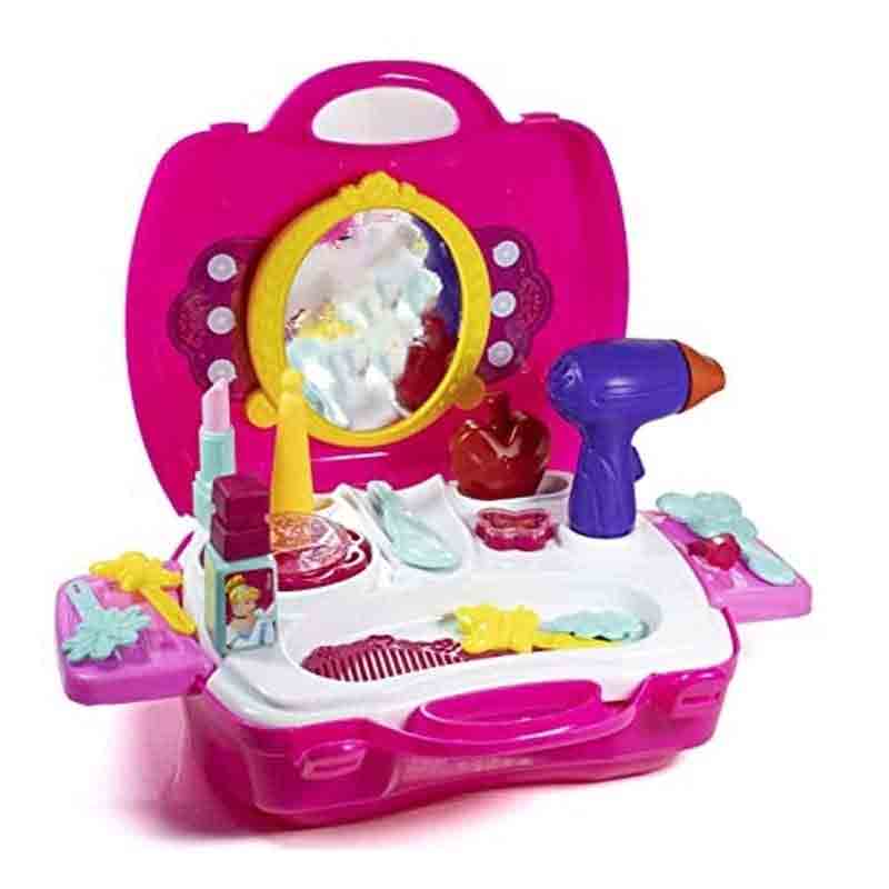 Skoodle Disney Princess Beauty Set Pink Color Beauty Set in Plastic Case with Makeup Accessories for Kids Age 3+ and Above (22 Pieces )