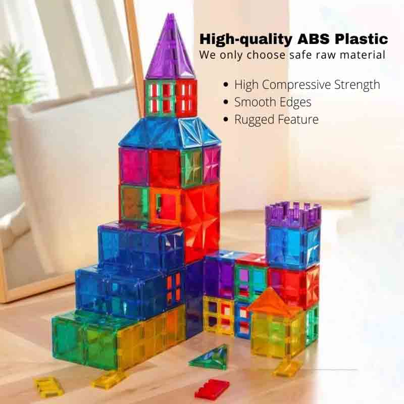 Magnetic Tiles 76 Pcs Made in India Building Block Toys with Storage Box Constructing and Creative Learning Next Generation Multicolor STEM Toy for Kids Age 3+