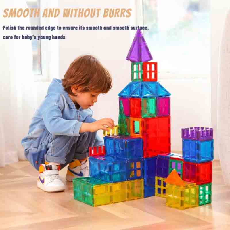 Magnetic Tiles 76 Pcs Made in India Building Block Toys with Storage Box Constructing and Creative Learning Next Generation Multicolor STEM Toy for Kids Age 3+