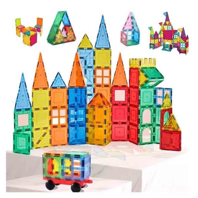 Magnetic Tiles 76 Pcs Made in India Building Block Toys with Storage Box Constructing and Creative Learning Next Generation Multicolor STEM Toy for Kids Age 3+