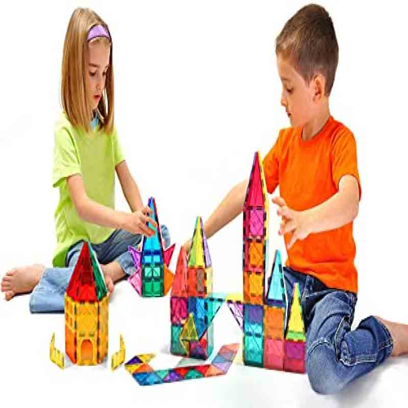 Magnetic Tiles 100 Pcs Made in India Building Block Toys with Storage Box Constructing and Creative Learning Multicolor STEM Toy for Kids 3 Age+