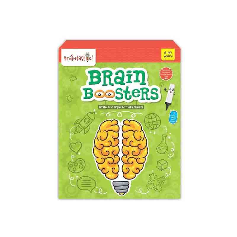 Braintastic Educational Game/Toys: Combo of Brain Booster & Math Master Write & Wipe Reusable Activity Sheets with Free Puzzle for Kids 5+ Years Age