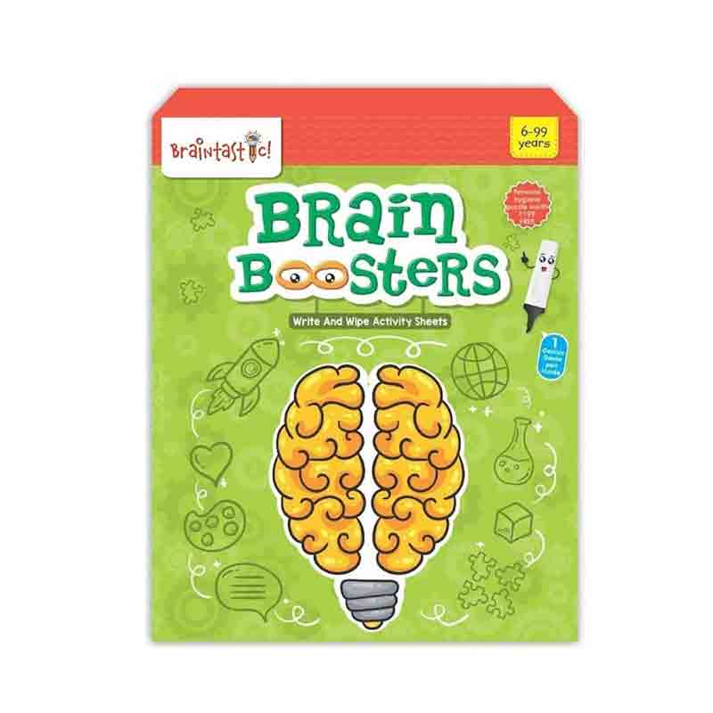 Braintastic Educational Game/Toys: Combo of Brain Booster & English Master Write & Wipe Reusable Activity Sheets with Free Puzzle for Kids 5+ Years Age
