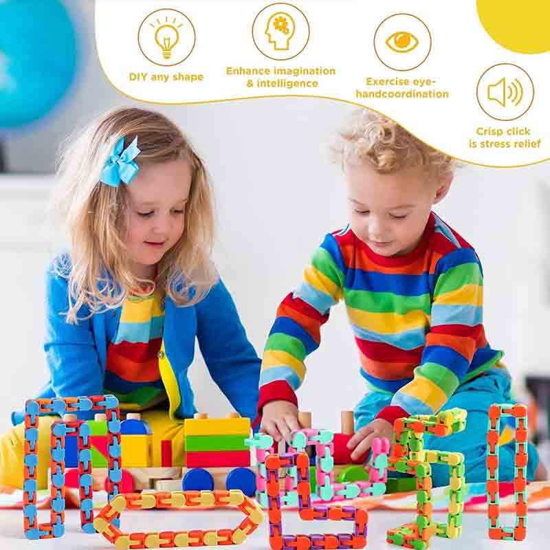 24 Links Wacky Tracks Pack of 12 Snap Twist Toys Snake Speed Cube Cute Snake Cube Puzzle Sensory Fidget Toys Stress Anxiety Relief for Kids