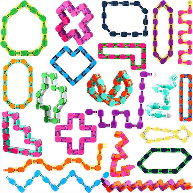 24 Links Wacky Tracks Pack of 10 Snap Twist Toys Snake Speed Cube Cute Snake Cube Puzzle Sensory Fidget Toys Stress Anxiety Relief for Kids