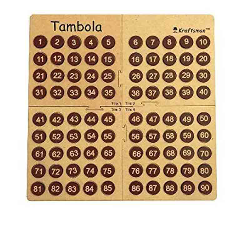 Kraftsman Portable Wooden Tambola Board Game with 600 Different Tickets for Kids & All Age Groups