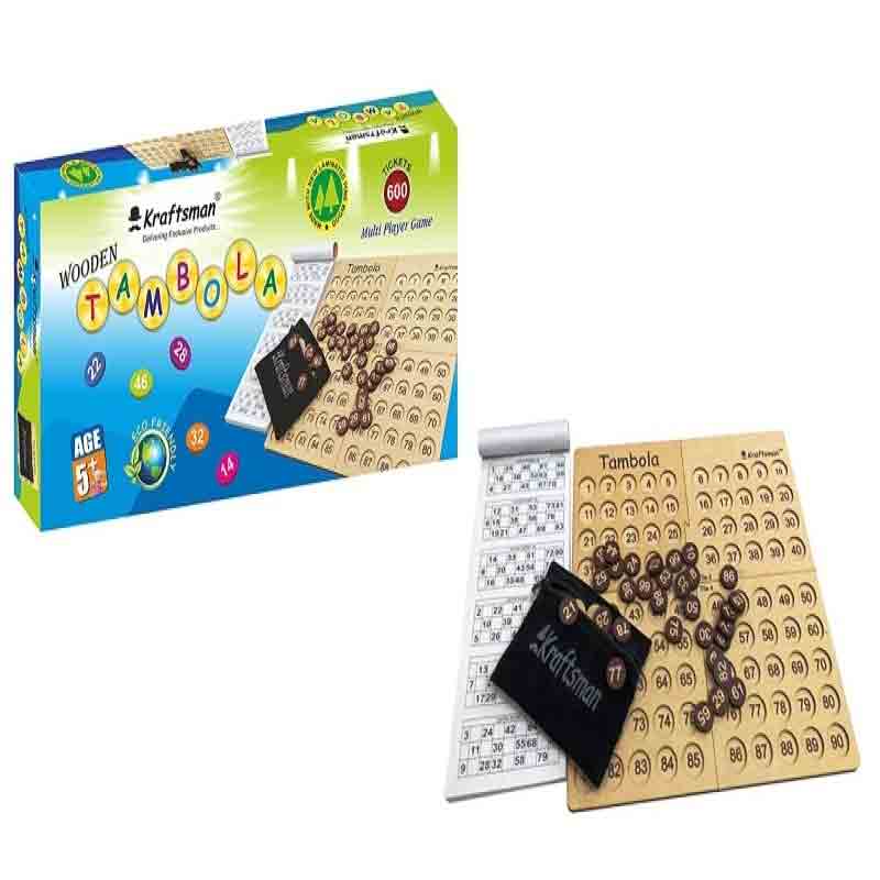 Kraftsman Portable Wooden Tambola Board Game with 600 Different Tickets for Kids & All Age Groups