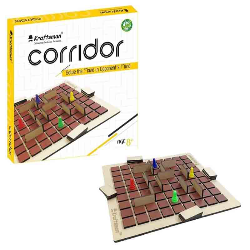 Kraftsman Wooden Corridor Board Game Real-time Maze Game 2-4 Players for Kids & All Age Groups