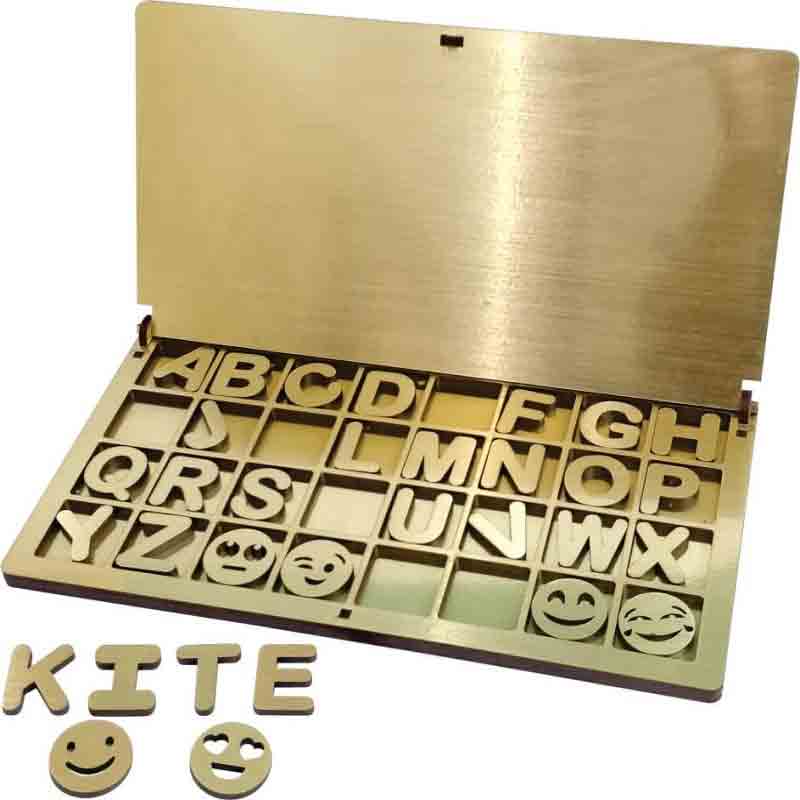 Kraftsman Wooden Portable English Alphabets Learning Game Educational Montessori Games  (Gold)