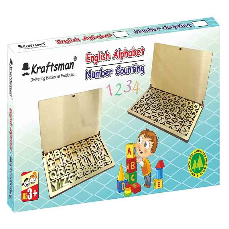 Kraftsman Wooden Portable English Alphabets Learning Game Educational Montessori Games  (Gold)