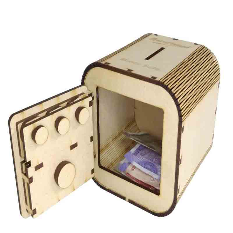 Kraftsman Wooden Money Banks for Kids and Adults Money Chest Style Coin Bank  (Beige)