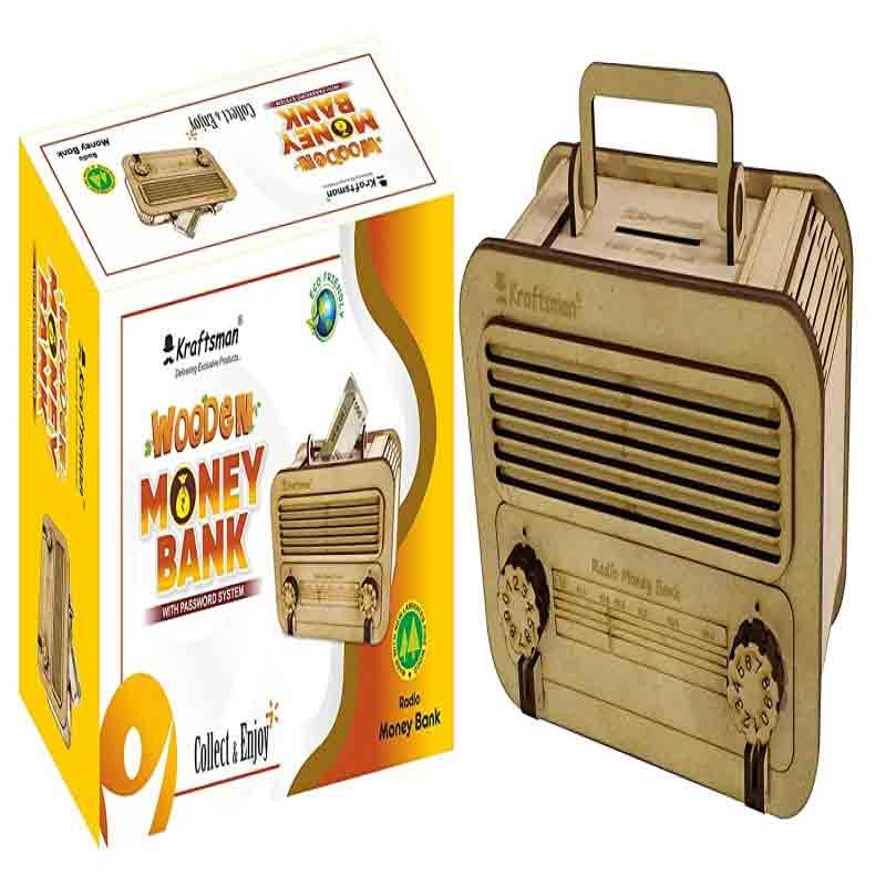 Kraftsman Wooden Money Banks for Kids and Adults Money Chest Style Coin Bank  (Beige)