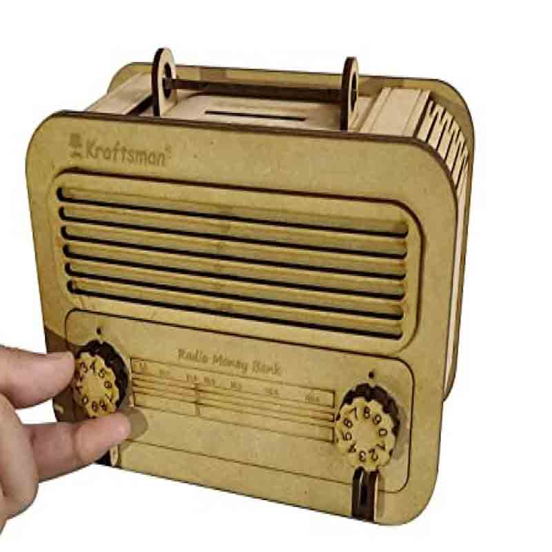 Kraftsman Wooden Money Banks for Kids and Adults Radio Style Coin Bank  (Beige)