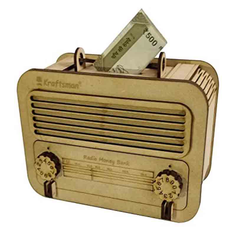 Kraftsman Wooden Money Banks for Kids and Adults Radio Style Coin Bank  (Beige)