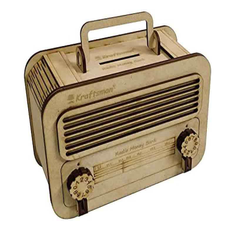 Kraftsman Wooden Money Banks for Kids and Adults Radio Style Coin Bank  (Beige)