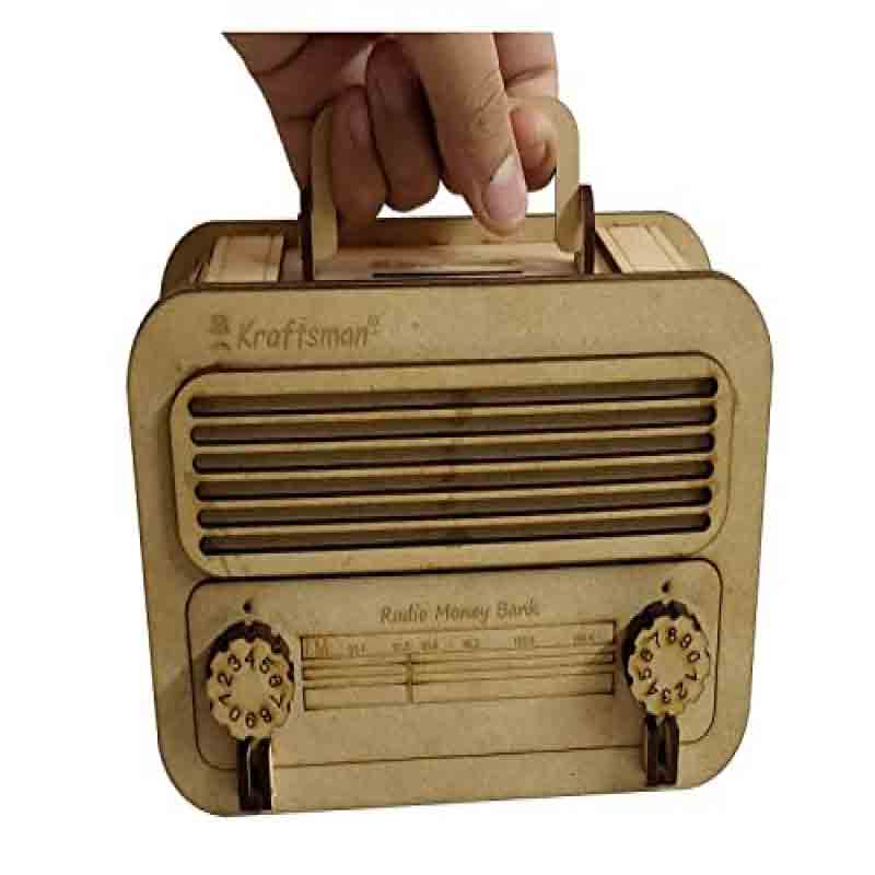 Kraftsman Wooden Money Banks for Kids and Adults Radio Style Coin Bank  (Beige)