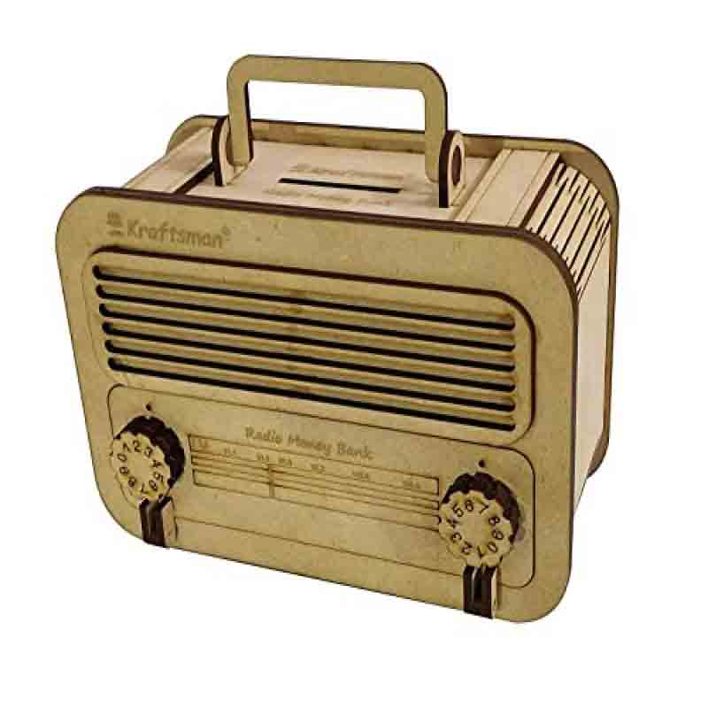 Kraftsman Wooden Money Banks for Kids and Adults Radio Style Coin Bank  (Beige)