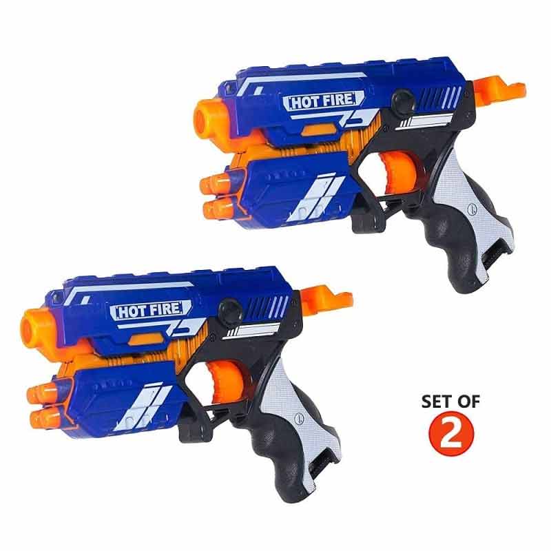 Braintastic Blaze Storm Foam Blaster Gun Toy Combo Set of 2 Safe and Long Range Shooting Gun (10 Foam Bullets and 10 Suction Dart Bullets) for Kids Boys Girls