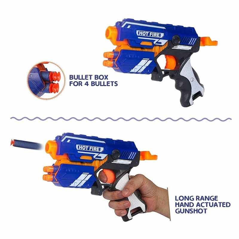 Braintastic Blaze Storm Foam Blaster Gun Toy Combo Set of 2 Safe and Long Range Shooting Gun (10 Foam Bullets and 10 Suction Dart Bullets) for Kids Boys Girls