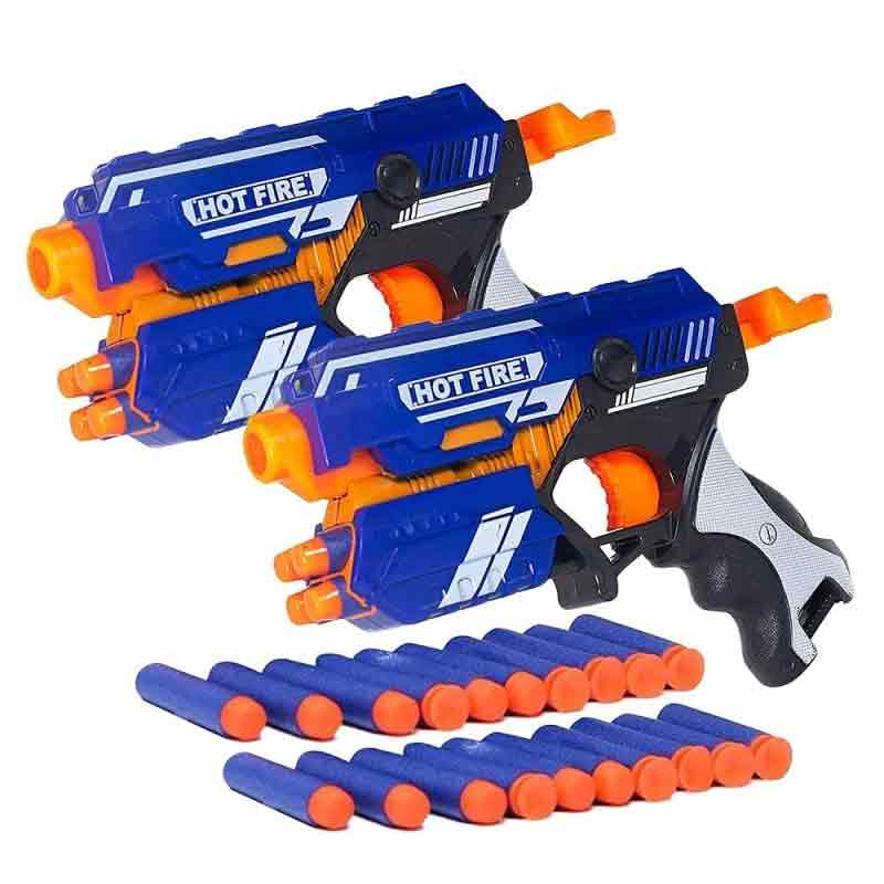 Braintastic Blaze Storm Foam Blaster Gun Toy Combo Set of 2 Safe and Long Range Shooting Gun (10 Foam Bullets and 10 Suction Dart Bullets) for Kids Boys Girls